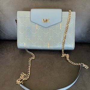 Michael Kors Blue and Gold Patterned Crossbody Bag